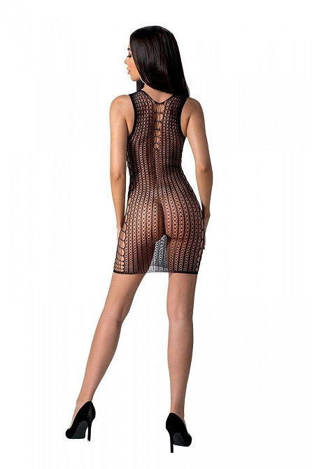 Мінісукня з вертикальним візерунком Passion BS097 One Size, black, плетіння з боків Sex Aura Київ - фото 2