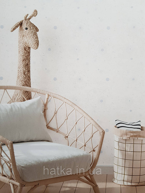 Обои винил на флизелине AS Creation Mia and Paul 0.53х10 детские небо звезды планеты созвездия серые на белом Киев - изображение 1