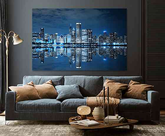 Картина полотно у вітальню / спальню      Нічне місто   MLP_236 ( 60х30см ) 50x100 см Київ