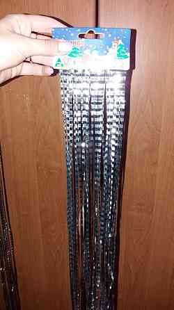 Дощик новорічний гафре 150 см на 22 см срібний Київ