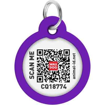 Адресник для тварин WAUDOG Smart ID з QR паспортом "Градієнт фіолетовий", коло 30 мм (230-4034) Вінниця