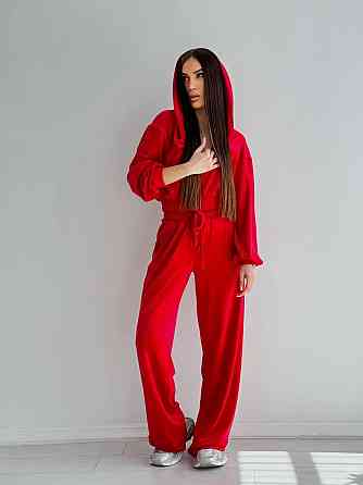 Женский стильный костюм двойка: кофта и штаны из плюш велюра Одесса