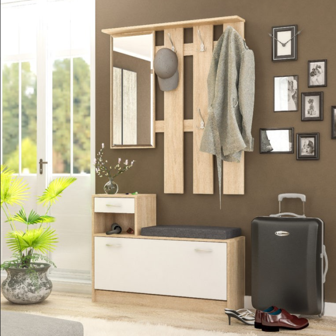 Прихожая (з подушкой) Орион Мебель Сервис Дуб самоа Белый матовый Львов - изображение 1