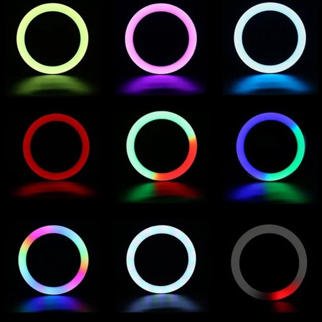 Светодиодная кольцевая лампа MJJ-36см USB LED RGB с держателем для телефона Винница - изображение 6