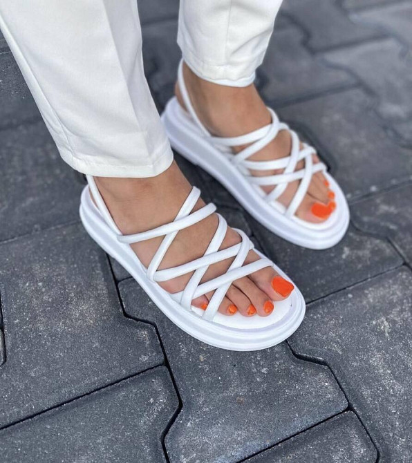 Olli Шкіряні босоніжки жіночі білі низькі OLLI 95-0110 літні р. 36-40 / Сандалі з натуральної ш Коломыя - изображение 3