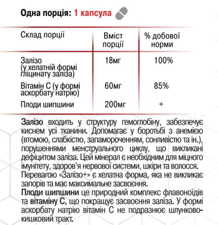 Залізо+ / ТМ Грін-Віза / 90 капсул Київ
