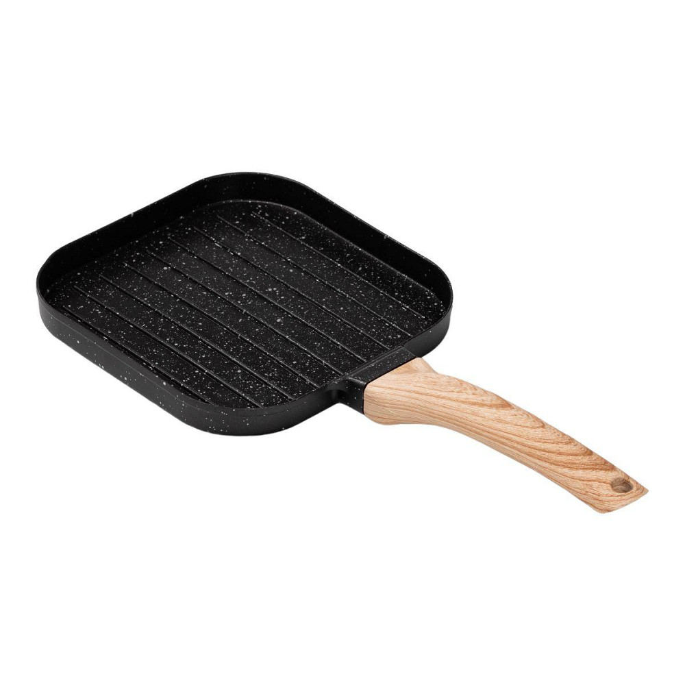 Сковорода гриль квадратна 18×18 см рифлена з гранітним покриттям чорна HP39568B Київ - фото 3