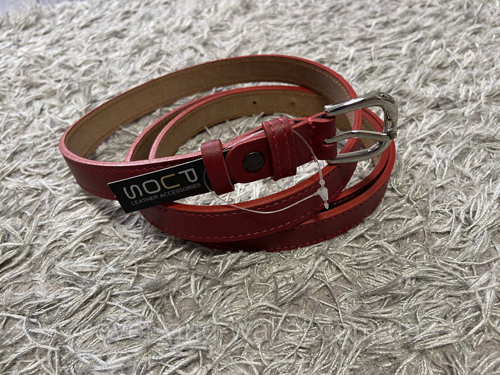 Стильный женский пояс красного цвета из натуральной кожи 20 мм PS Leather Киев - изображение 1