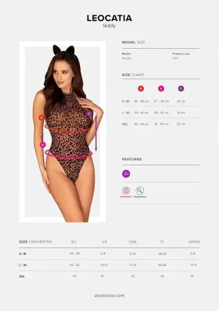 Еротичний костюм леопарда Obsessive Leocatia teddy XXL, боді, обруч з вушками Львів