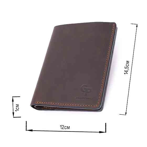 Якісне шкіряне портмоне з утримувачем для Apple AirTag GRANDE PELLE 11624 Коричневий Київ