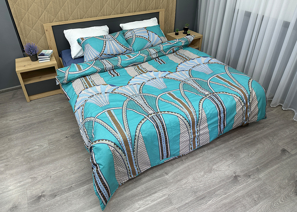 Комплект постельного белья Поплин, Decorator Cotton Lux Collection Gatsby Полуторный 145х215 с разноцветным принтом (88-127) Киев - изображение 3