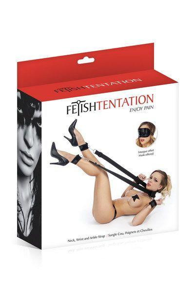 Фіксатори для ніг і рук Fetish Tentation Neck, Wrist and Ankle Strap з маскою на очі Sex Aura Київ - фото 2