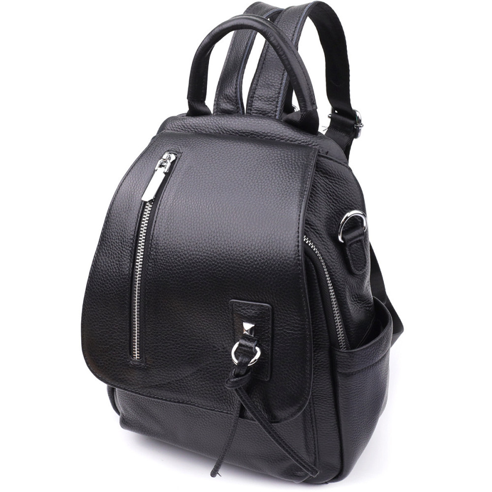 Класичний жіночий рюкзак з натуральної шкіри Vintage 23061 Чорний Київ - фото 1