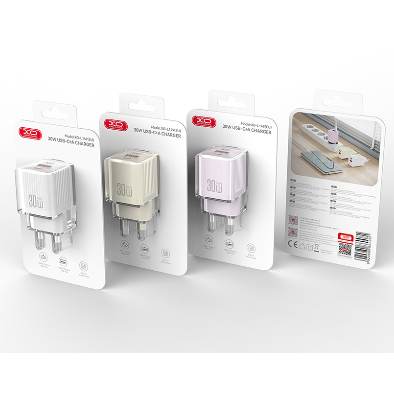Мережевий зарядний пристрій XO L149 PD30W 1USB-A+1USB-C білий Львів - фото 4