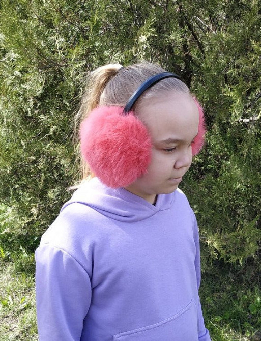 Наушники меховые детские из кролика Кораловый Харьков - изображение 3