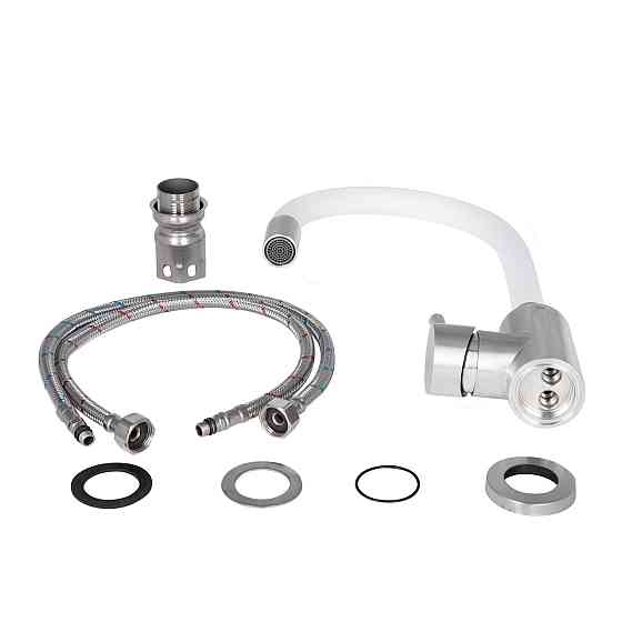 Змішувач для кухні Lidz Aria 015F3 з гнучким виливом (k35) LDARI015F3WHI43362 White / Nickel Київ