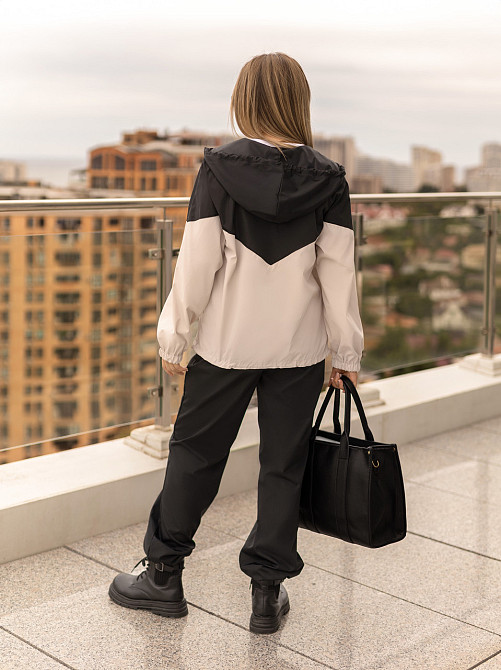 Стильний жіночий костюм з плащівки "Wolf"| Батал Чорний + бежевий, 54-56 Київ - фото 3