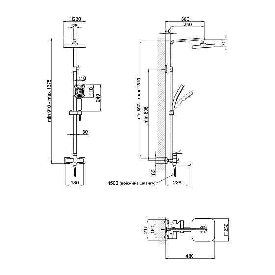 Душова система універсальна Lidz Wawel 1030 на три споживачі (з виливом) (k35) LDWAW1030WHI45401 White Київ