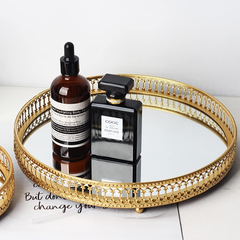 Поднос зеркальный декоративный 25 см круглый металлический золотистый для духов, косметики, украшений десертов Киев - изображение 2