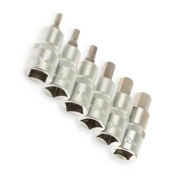 Набір головок-вставок HEX шестигранних 1/2" 12 шт 4, 5, 6, 8, 10, 12мм довжиною 55, 140мм (футляр) Мукачево