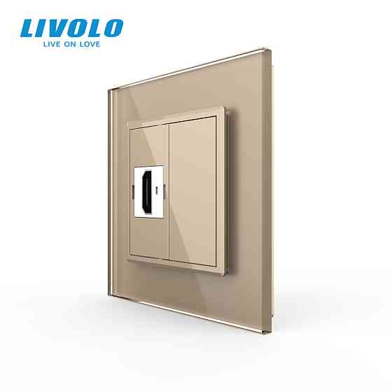 Розетка HDMI Livolo золото скло (VL-C7FCHD-1AP) Коломыя