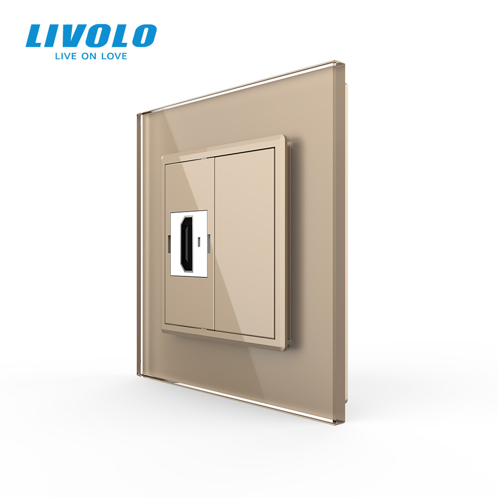 Розетка HDMI Livolo золото скло (VL-C7FCHD-1AP) Коломыя - изображение 1