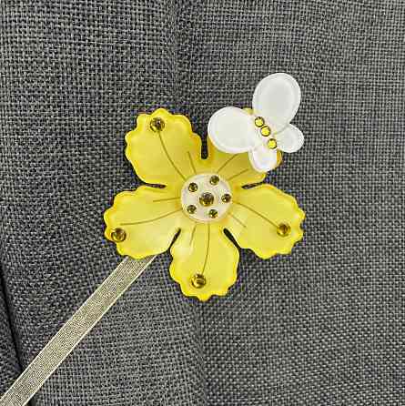 Магніти для штор і гардин Весна набір 2 шт Жовтий з білим (81-316) Київ