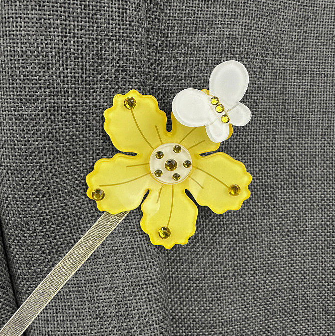 Магниты для штор и гардин Весна набор 2 шт Желтый с белым (81-316) Киев - изображение 3