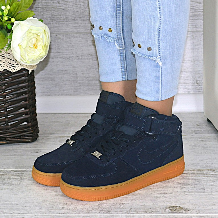 Термо Кросівки Nike Високі Сині Жіночі Форси Замшеві Найк Єврозима (розміри: 37,38,39,40,41) Дніпро - фото 5