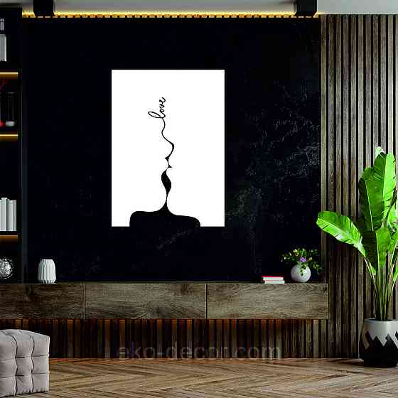 Декоративне настінне 3D Панно «Силует пари», Декор на стіну з об'ємом 50*36 см, Білий Київ
