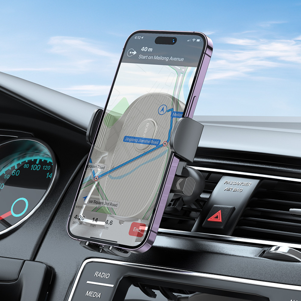 Автотримач для телефона BOROFONE BH92 Grand one-button car holder(air outlet) Black Київ - фото 8