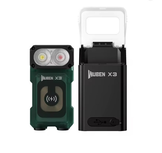Фонарь Wuben X3 EDC 700лм с красным светом с беспроводной зарядкой Зеленый Винница - изображение 1
