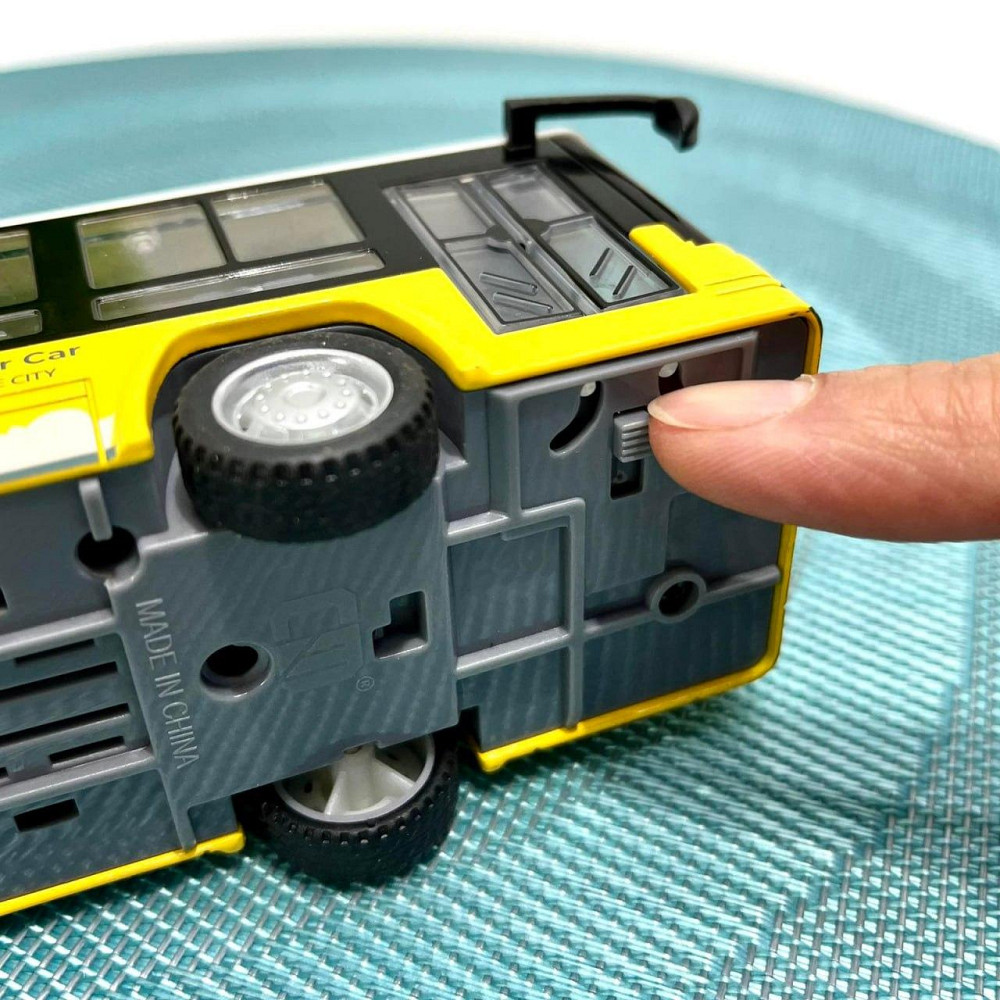 Автобус металевий з інерцією підсвічуванням та звуком відчиняються двері Жовтий (CLM-0771AC) Чернігів - фото 5