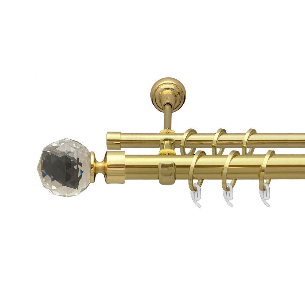 Карниз Orvit Люміера металевий дворядний відкритий гладка труба кільце фасонне металеве  Золото 25\16 мм 240 см (7035443) Львів - фото 1