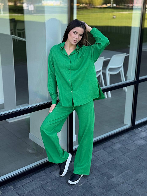 Костюм жіночий літній льон Зелений 42/44 Харків - фото 3