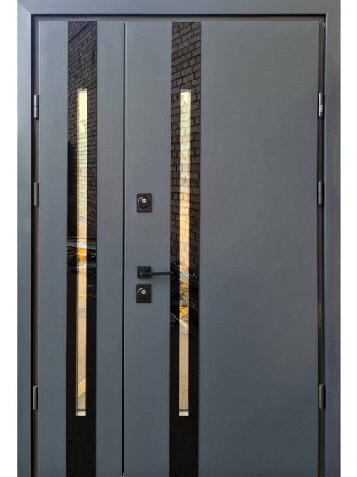 Двері вуличні зі склопакетом, STRAJ, модель Slim S, комплектація Proof Standard Mottura 1220 Київ - фото 1