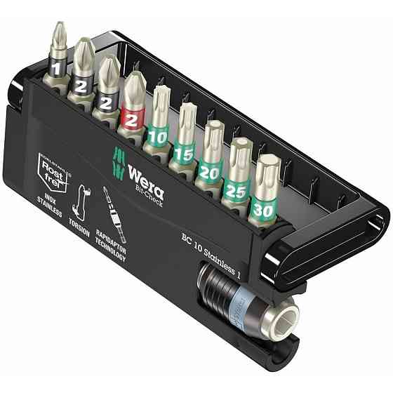 Набір біт нержавійкаPH,PZ,Torx 10 од. Wera Bit-Check 10 Stainless 05071110001 Одеса