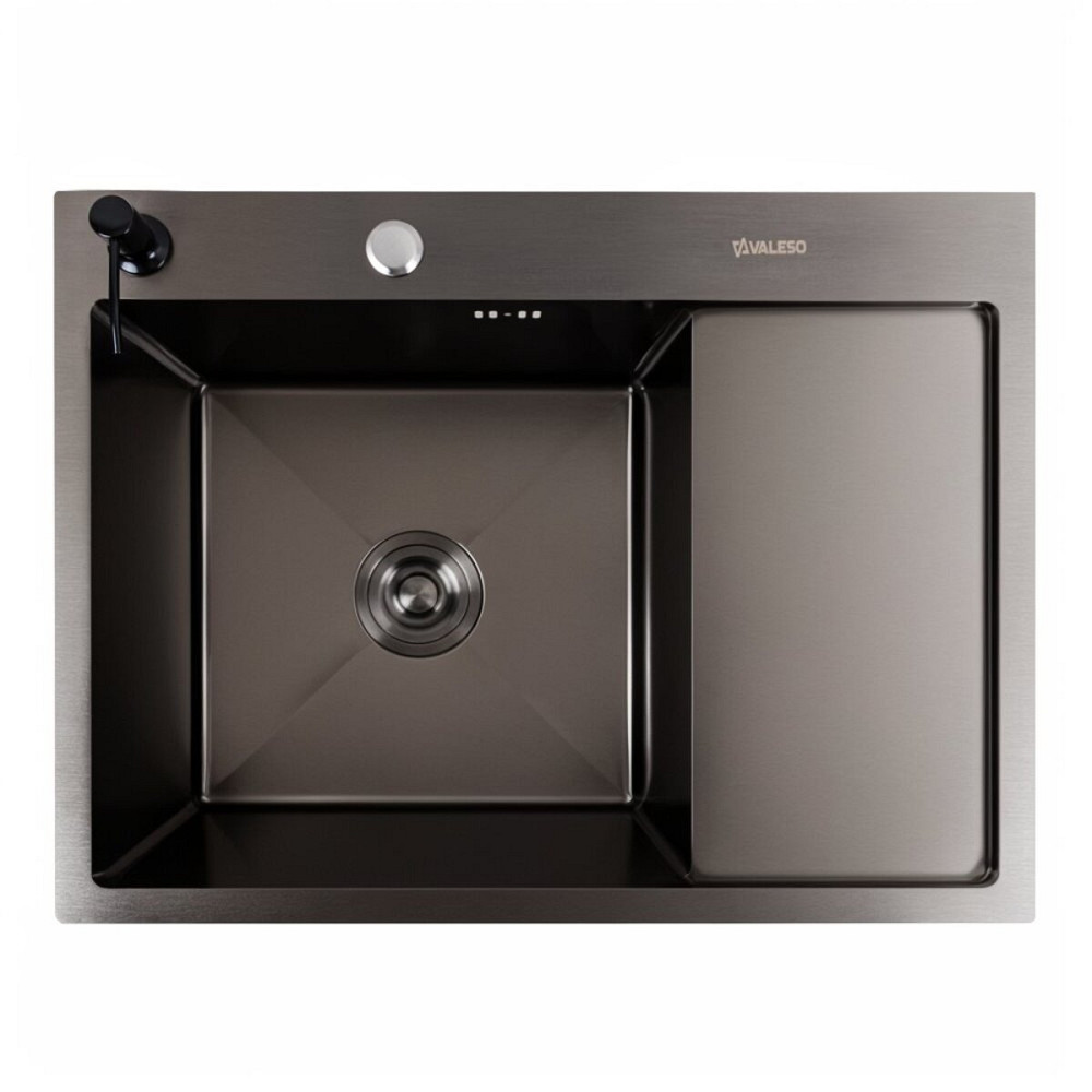 VALESO Кухонна мийка CM 65*50 L чорна PVD VALESO Handmade (круглий сифон 3,0/0,8) Коломия - фото 6