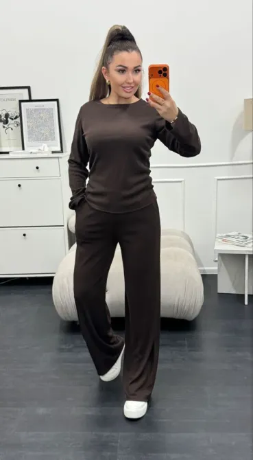 Костюм двійка — лонгслів з драпіруванням + брюки Одеса - фото 18