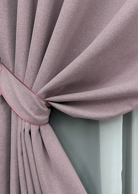 Комплект штор на люверсах VR-Textil Блэкаут двусторонний ASHEN NIGHT № 1843ш Пудровый 150х270 см 2 шт (37-0284) Киев - изображение 5