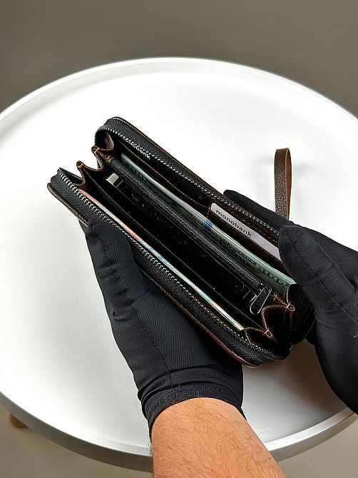 Шкіряний клатч-гаманець із натуральної зернистої шкіри SV003 (Коричневий) Суми - фото 6