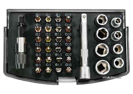 Набір насадок викруткових і головок торцевих YATO 1/4" з тримачем і подовжувачем 34 шт Одеса