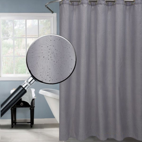 Шторка для ванной и душа 180x180 см водоотталкивающая с принтом штора для ванной с крючками,серебристо-серая Каменец-Подольский
