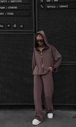Женский прогулочный костюм двойка: кофта и штаны из плюшевого велюра Мокко, 42/46 Одесса