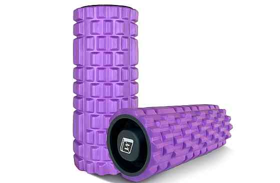 Масажний ролик EasyFit Grid Roller 33 см v.1.1 міцний масажер (фіолетовий) Коломия