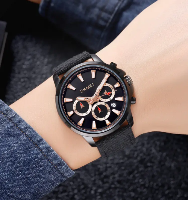 Мужские наручные часы Skmei 2071 на нейлоновом ремешке (Черный) Винница - изображение 5