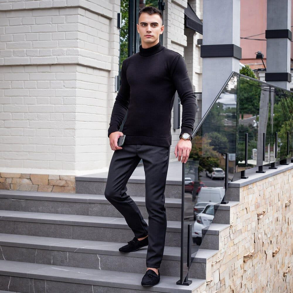 Чоловічий светр чорний Pobedov Axelrod Київ - фото 2