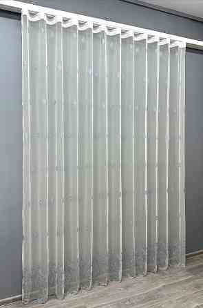 Тюль VR-Textil 1657т Грек-сетка с вышивкой и люрексом Молочный с серо-голубым 300х270 см (42-0661) Киев