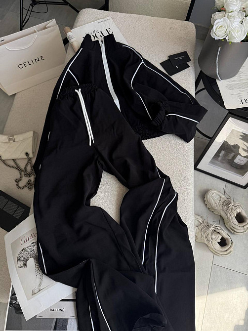 Женский стильный трендовый костюм двойка купра Черный, 44/46 Одесса - изображение 5