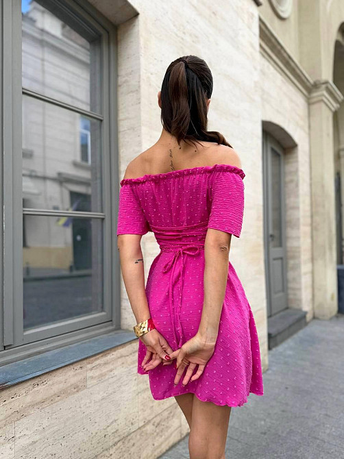 Жіноче стильне романтичне вечірнє плаття — ролекс горошок Малина, 42/44 Одеса - фото 4